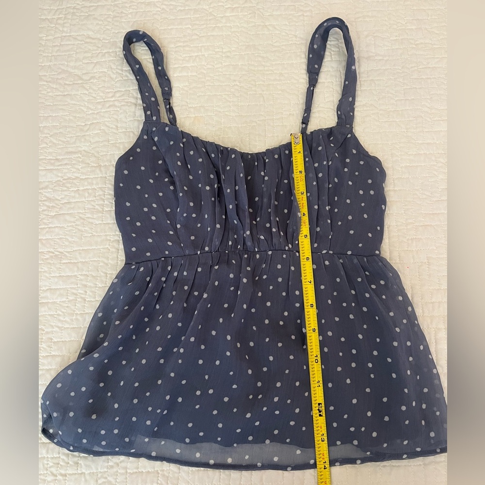 Abercrombie and Fitch Blue Babydoll Tank Top
with White Polka Dots Size XS - Picture 3 of 7